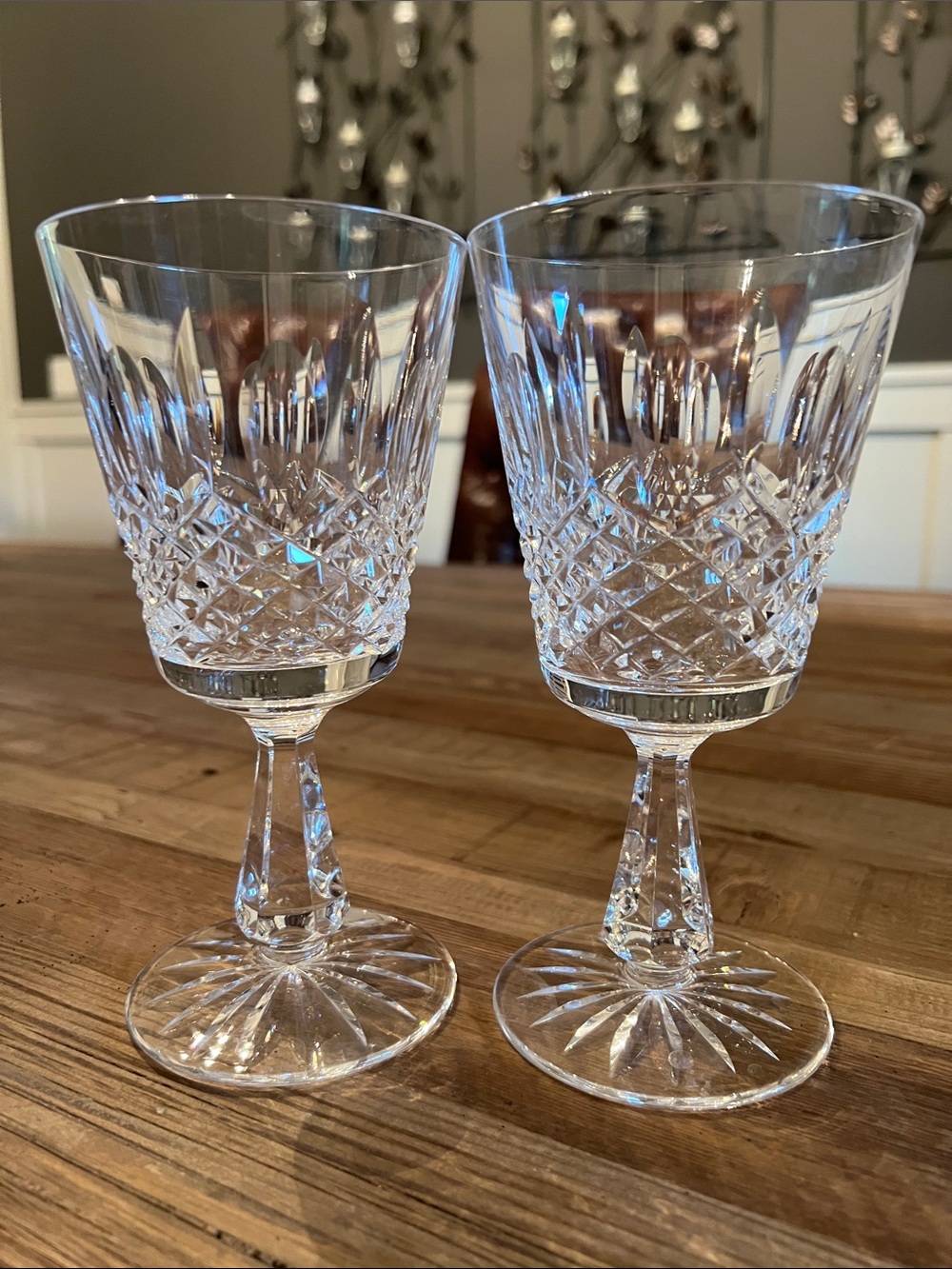 Waterford Crystal Cut Wine Glasses - Clear Stemware (Set of 2)